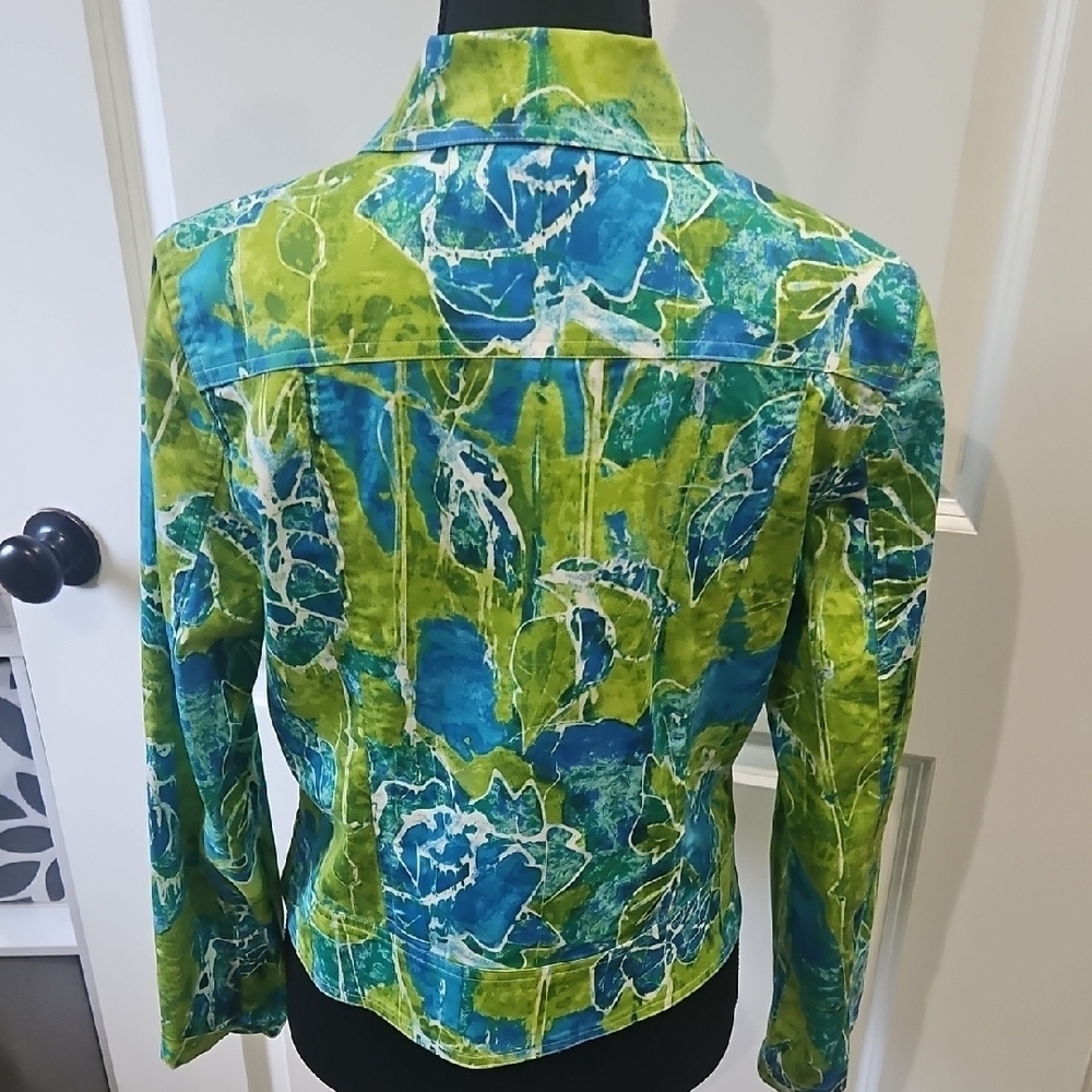 Chico's Vibrant Blue and Green Jean Jacket - Picture 8 of 9